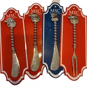 🆕️🎅⛄️4-pc Mainstreet Collection Santa & Snowman Spreaders & Appetizer Fork